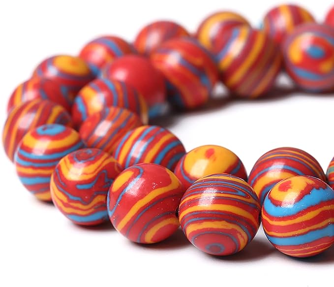 38PCS 10mm Natural Orange Malachite Beads Round Loose Stone Beads for Jewelry Making DIY Bracelet Necklace 15 Inch,Energy Stone Healing Power