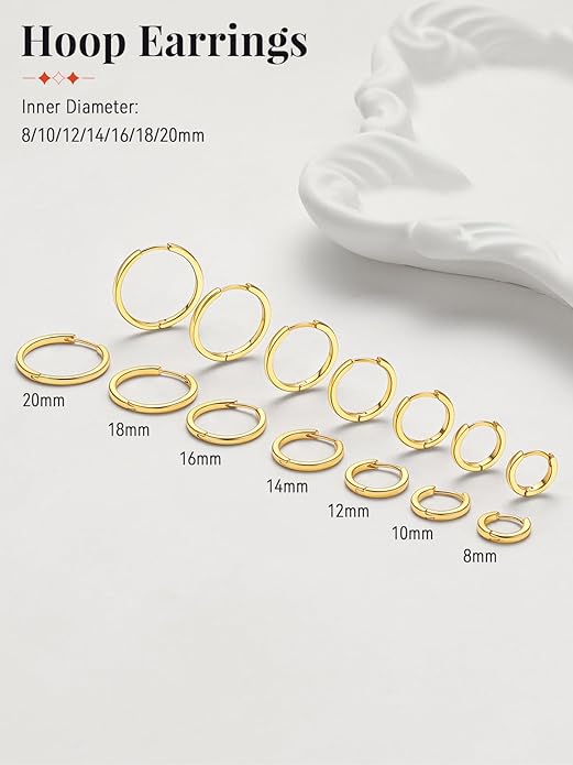 FaithHeart Sterling Silver Hoop Earrings for Women, Hypoallergenic Huggie Hoop Earrings Lightweight Small Cartilage Earrings Hoop Earring Dainty Everyday Earrings 6/8/10/12/14/15/16/18/20mm