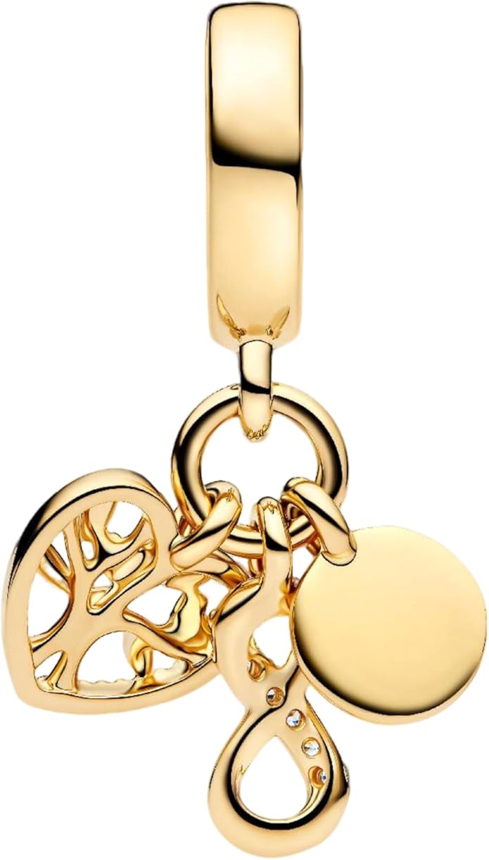 Gold Heart Family Charms Bead for Bracelets and Necklaces Jewelry Charm for Women Valentine Mother's Day
