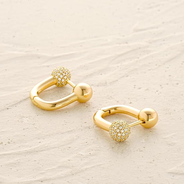 MYEARS Women Earrings Gold Huggie Hoop Ear Stud Cuff 14K Small Simple Hypoallergenic Everyday Jewelry