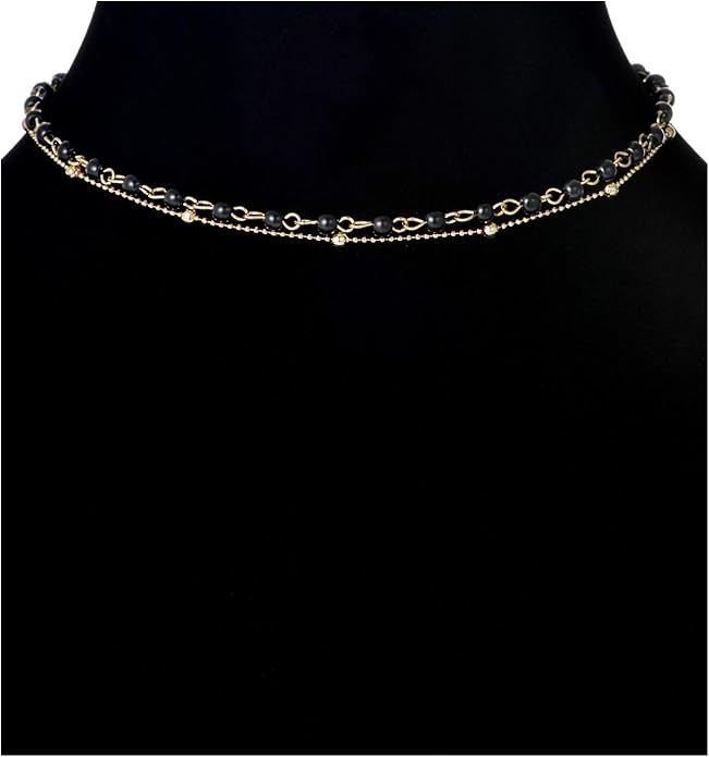 12pcs Chain Gold Bead Necklace Coin Moon Star Pearl Pendant Chain Choker Multilayer Necklace Leather Cord Set for Women Men Adjustable Gold Tone