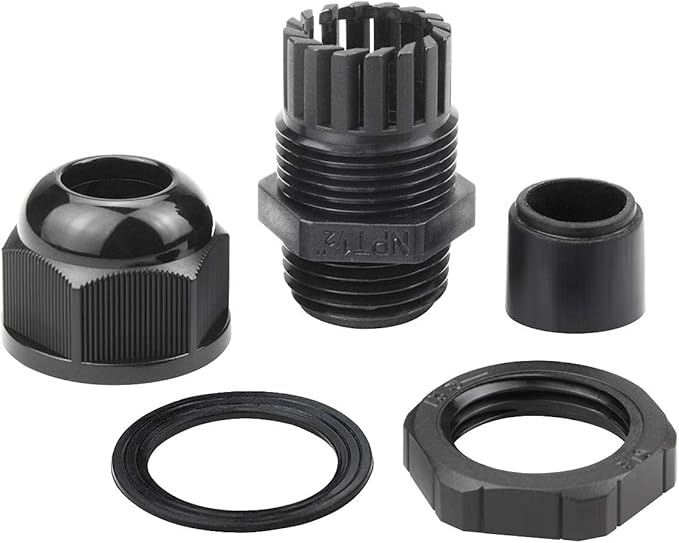 XHF 25 Pcs 3/8" IP68 Strain Relief Nylon Cord Grip NPT Cable Glands Adjustable UL Listed and RoHS Compliant (Black)