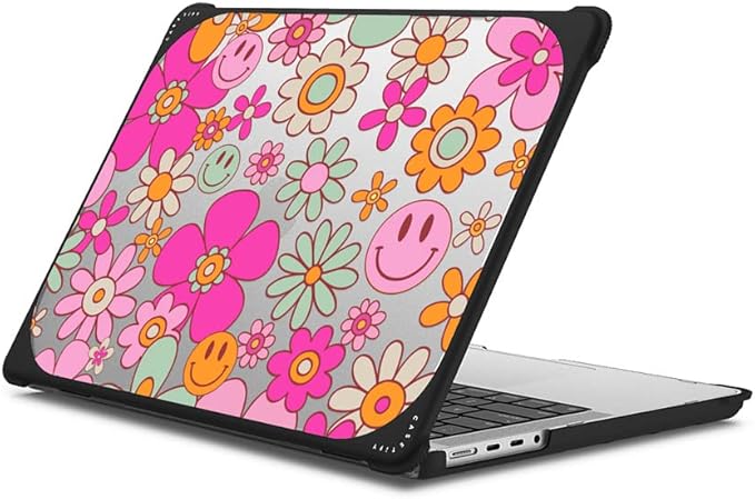 CASETiFY Bounce MacBook Pro 16-inch (M3/M4) Case [Enhanced Protective Corner Design/Ventilation Cutouts/Anti-Slip Grip] - Groovy Clear - Clear Black