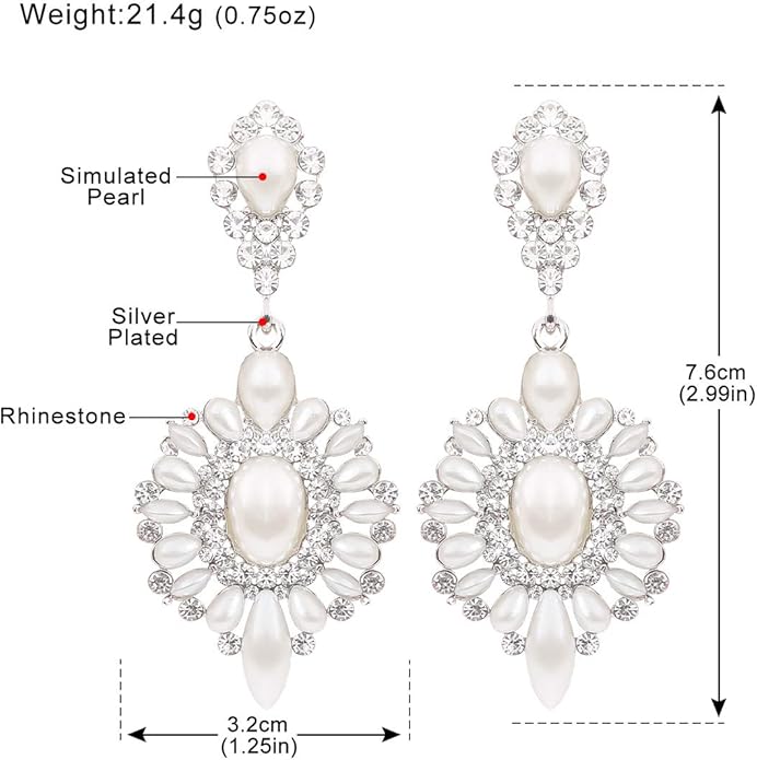 mecresh Flower Teardrop Bridal Wedding Dangle CZ Earrings in Silver/Gold Tone for Women Girl Bride Gift …