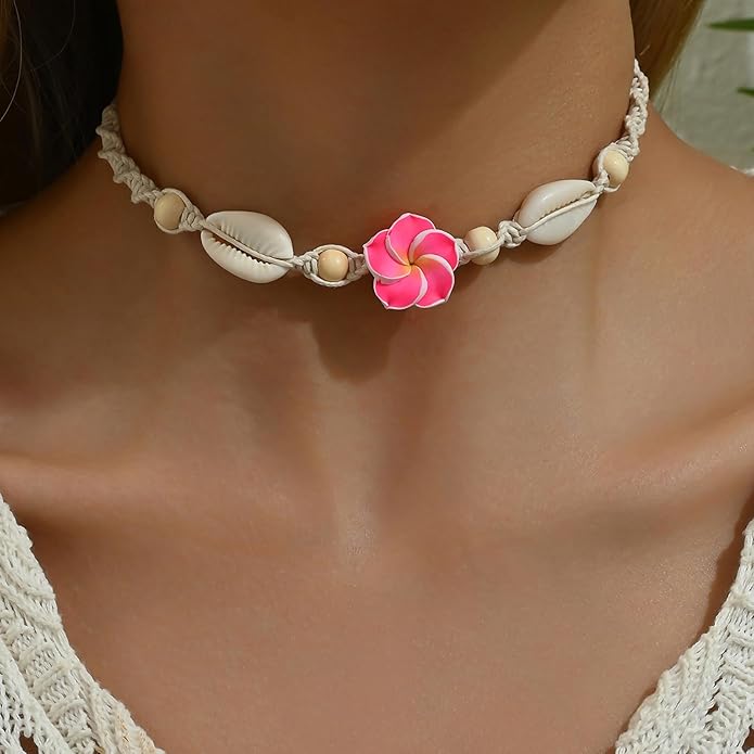 Nackiy Handmade Sea Shell Necklace for Women Summer Adjustable Natural Shell Collar Necklace