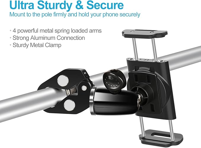elitehood 360 Swivel Tilt Phone Holder and Mount, Adjustable for Music Boom Mic and All iPhone, Android Cell Phone
