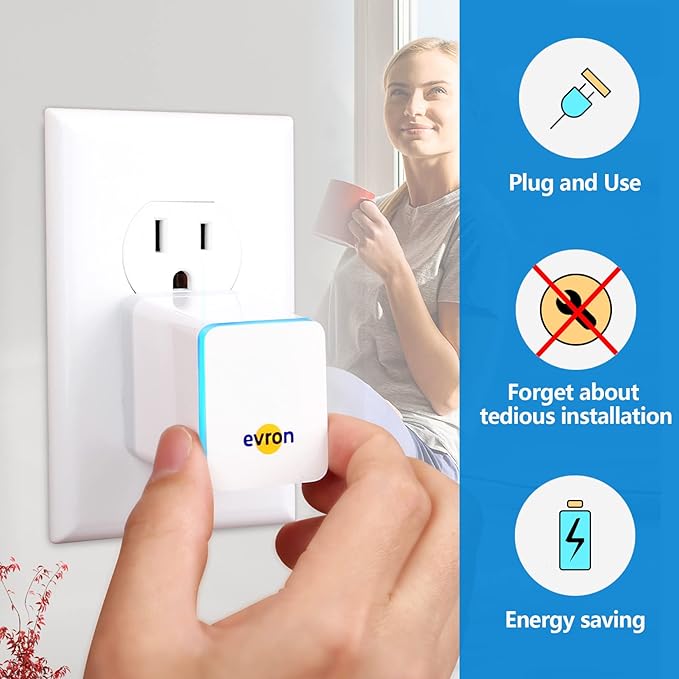 evron Plug-In Air Ionizer for Home & Travel, 20 Million Negative Ions/sec, Compact & Foldable Prongs, No Filter Needed, Quiet Odor Eliminator for Room, Pet, Bathroom, Hotel (Blue light 1 Pack)