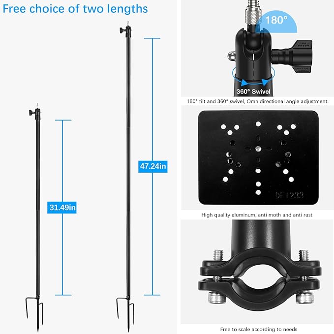 Ground Stake Mount for eufy Solocam S340/E30/S330,Reolink Argus PT 3MP/4MP/5MP,AOSU SE/Lite/Max,ANSQUE(GU01/SA01),SEHMUA,TP-Link Tapo Outdoor Pan/Tilt Wi-Fi,Cinnado B6 Security Cameras (Black)