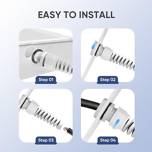 Strain Relief Cord Connector,LISTENJIALE 5Pcs NPT 3/4" Waterproof Cable Gland Flex Spiral Strain Relief Adjustable 12.5-18mm Cable Connector Nylon Joint with Gaskets(Grey)