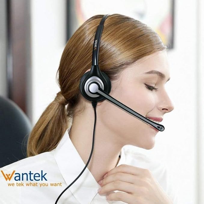 Wantek Cell Phone Headset with Microphone Noise Cancelling, Wired 3.5mm Computer Headphone for iPhone Samsung Android PC Laptop Tablet Skype Call Center Home Office, Ultra Comfort(F602J35)