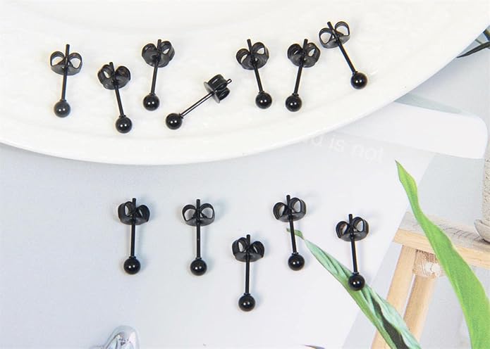 14K Gold Filled Polished Small CZ Pearl Ball Stud Earrings Set for Women Men 20G Surgical Steel Hypoallergenic Piercing Studs for Sensitive Ear, Pack of 6 Pairs