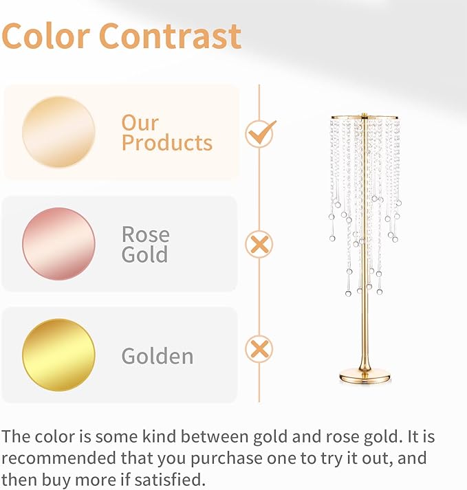 NUPTIO Gold Vases for Weddings - 10 Pcs 29.5in Tall Crystal Flower Stand Centerpieces