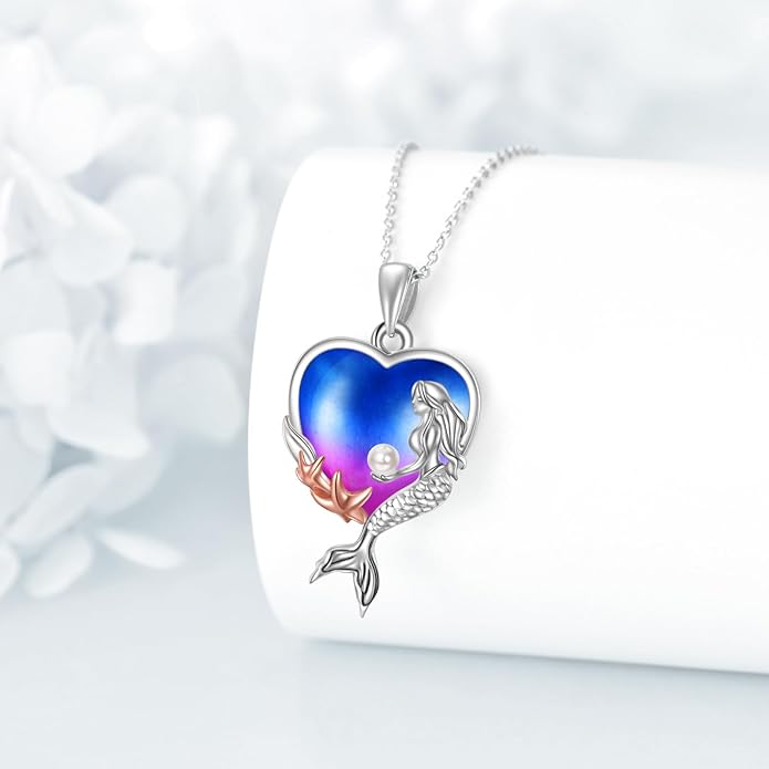 KQF Dragonfly/Butterlfy/Cat/Jellyfish/Bunny/Axolotl/Bee/Mermaid/Hummingbird/Elephant Necklace for Women Sterling Silver Moonstone Pendant Necklace Dragonfly Jewelry Gifts for Women