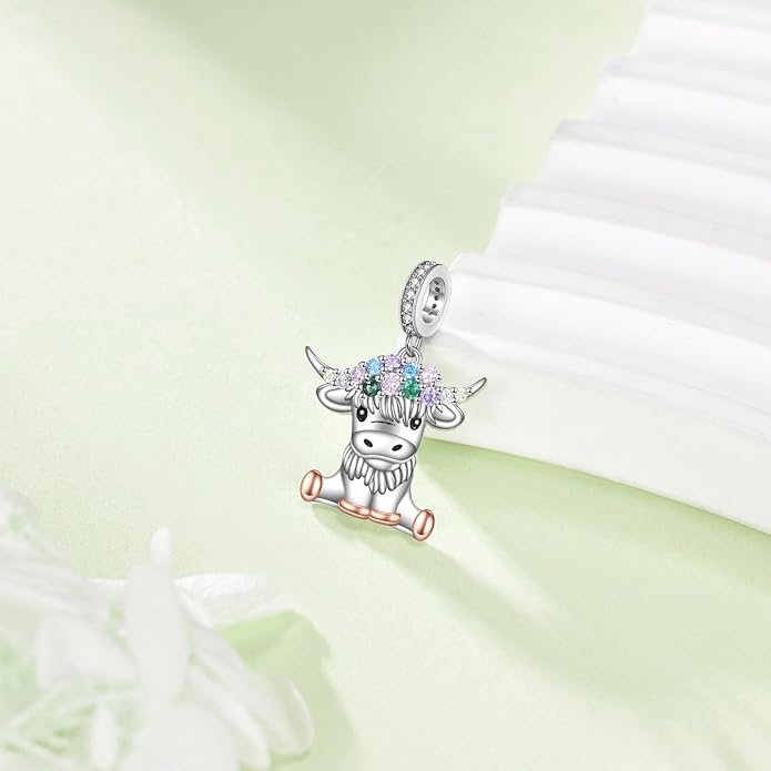 Charms for Bracelet 925 Sterling Silver Bearded Dragon/Dragonfly/Mother Daughter/Highland Cow/Dachshund Bead Gift for Women