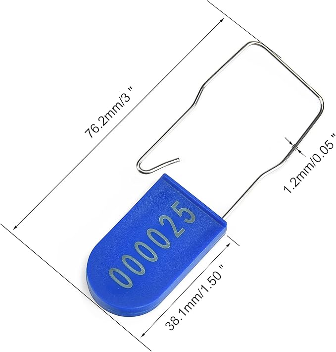 1000PCS Plastic Padlock Security Seals Metal Wire Padlocks Electric Meter Lockout Tags Disposable Anti-Tamper Lock Numbered Anti Tamper Tags Blue