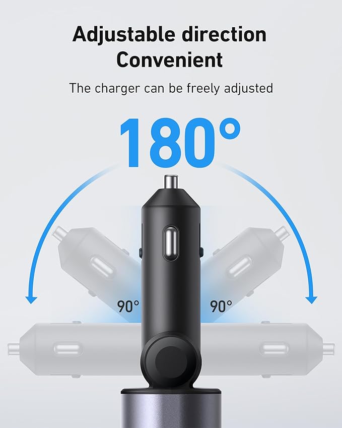 Retractable 4 in 1 Fast Car Charger - 30W Dual USB Type C, 31.5 Inch Cables - Compatible with iPhone 16/15/14/13/12, Samsung, Pixel, iPad