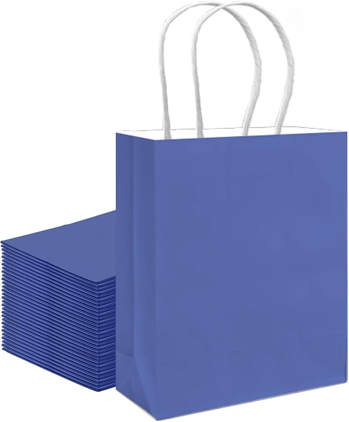 qiqee 30PCS Medium Gift Bag with Handles Bulk 11"x5"x8" Gift Bags Purple Blue Bags Multiple Uses (Medium Size)