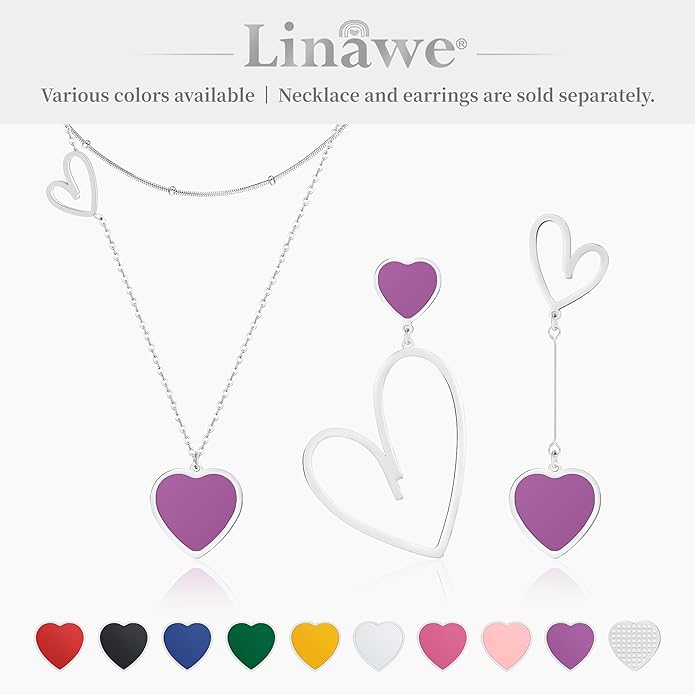 Linawe Layered Choker Heart Pendant Necklace for Women Trendy, Gold/Silver/Rose Gold Chain Stainless Steel Stacked Necklaces, Double Heart Necklace Y2K Preppy Jewelry