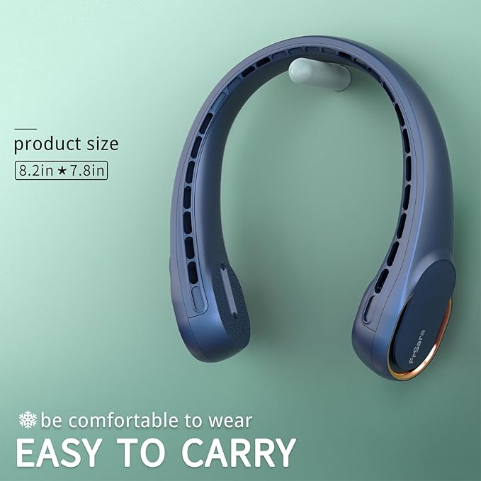 FrSara Neck Fan, Portable Personal Fan Strong Wind, 5200mAh, Air Volume,360° Cooling, No Hair Twisting, Air Volume On 2 Sides, Non-Slip, Quick Charge, Long Use Time, Birthday Gift for Women, Dad, Men