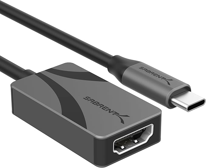 SABRENT 8K USB Type-C to HDMI Adapter - 8K@30Hz & 4K@120Hz, HDR10/Dolby Vision, VRR & FreeSync, Compatible with Laptops, Tablets, Smartphones, Portable Gaming Systems, Aluminum Design (DA-CH8K)