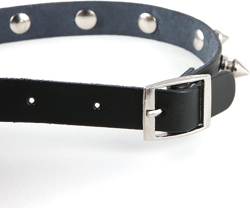HZMAN Fashion Women Men Cool Punk Goth Metal Spike Studded Link Leather Collar Choker Necklace
