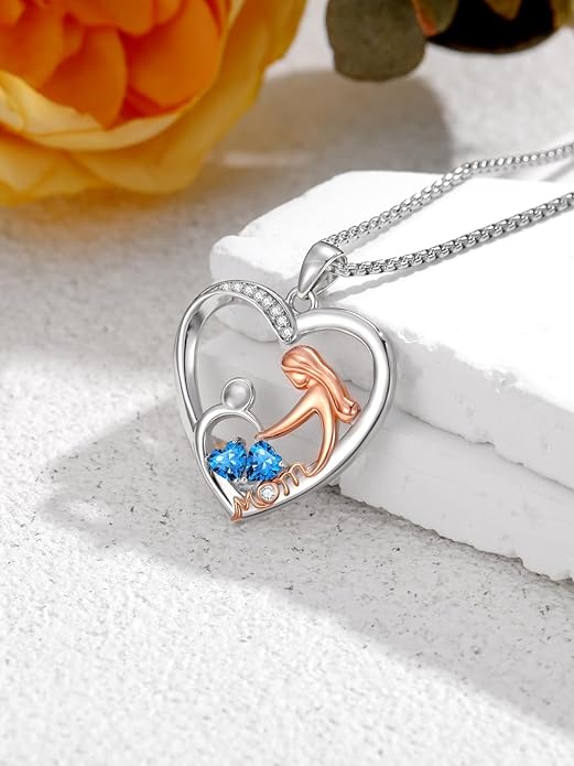 Valentines Day Gift for Mom Mother Daughter Necklace Birthstone Necklaces for Women Anniversary Jewelry Valentine Mothers Day Christmas Birthday Gifts for Mom Women Her Wife Girlfriend