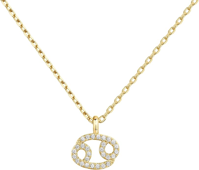 PAVOI 14K Gold Plated Cubic Zirconia Astrology Necklaces for Women - Zodiac Pendant Jewelry Gifts - Zodiac Sign Pendant Necklaces