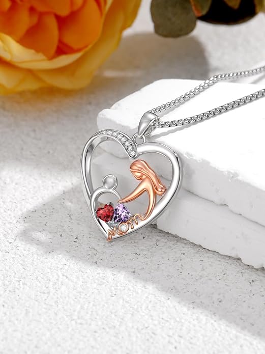 Valentines Day Gift for Mom Mother Daughter Necklace Birthstone Necklaces for Women Anniversary Jewelry Valentine Mothers Day Christmas Birthday Gifts for Mom Women Her Wife Girlfriend