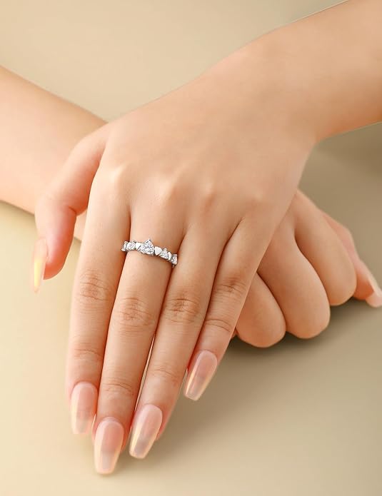 Elspeth 925 Sterling Silver Heart Engagement Ring for Women Heart Cut Cubic Zirconia Promise Ring Size 4-10