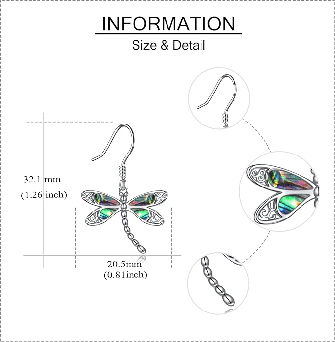 ONEFINITY Dragonfly Earrings 925 Sterling Silver Moonstone Leverback Dragonfly Dangle Drop Earrings Women Jewelry Gifts