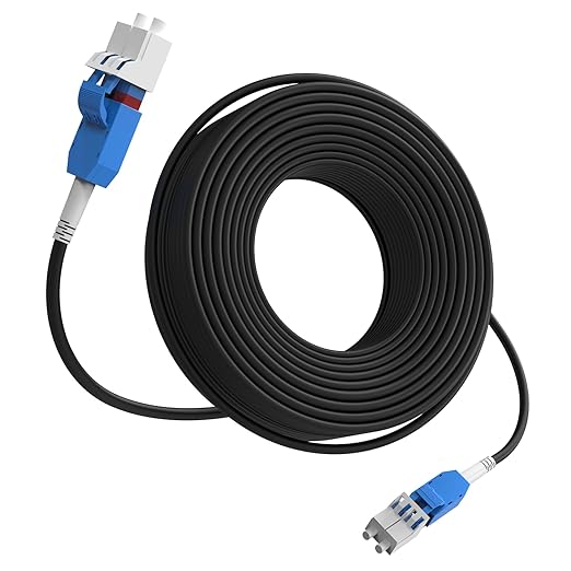 75M/246FT LC to LC Armored Outdoor Fiber Optic Cable, Single Mode Duplex 9/125μm SMF Fiber Patch Cord, OS1/OS2 Compatible, Black LSZH Jacket, Uniboot Jumper for FTTH, Data Center, Long-Distance Use