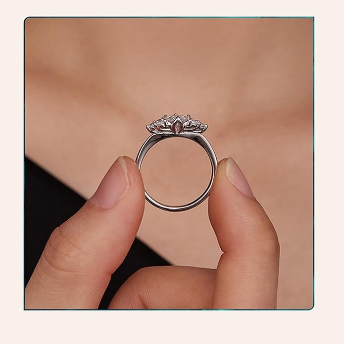 S925 Sterling Silver Women's Engagement Rings,Chic Diamond Ring for Women, 1.26 ct Heart Cut VVS1 D-Color, Great for Mother's Day