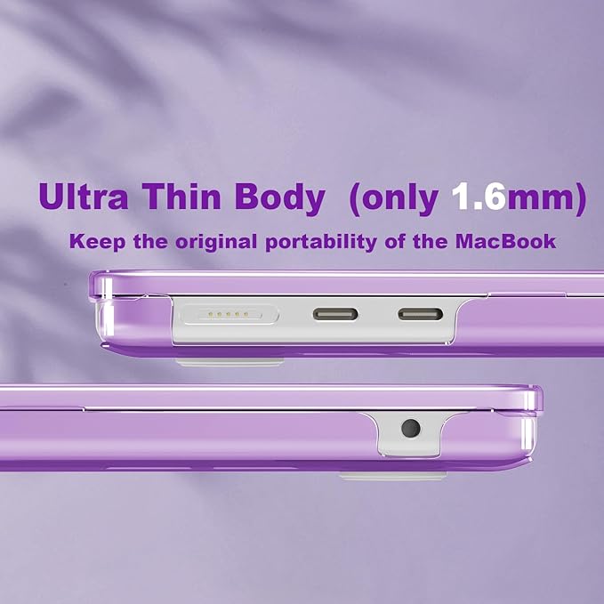 CISSOOK for MacBook Air 13.6 inch Case 2025 2024 2022 Release A3240 A3113 A2681 with Liquid Retina Display, Protective Hard Shell Case for MacBook Air 13 M2 M3 M4, Crystal Purple