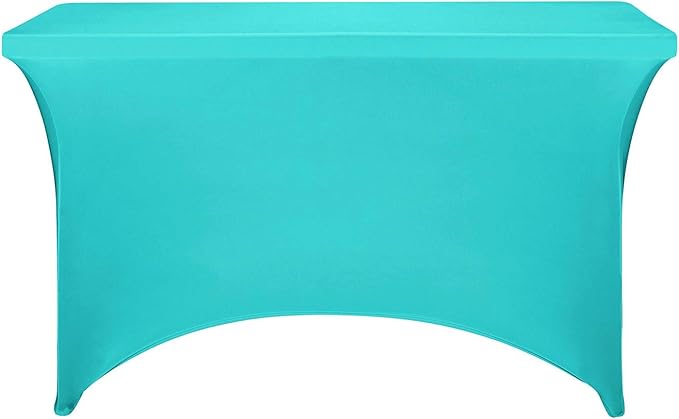 FORLIFE Spandex Table Cover - Fitted 4ft Rectangular Tablecloth, Stretch Patio Cover, Universal for Wedding, Banquet, Party (Turquoise)