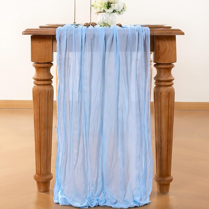 Light Blue Table Runner Cheesecloth Table Runners 4 Pack 10FT Baby Shower Decoration 120 Inches Fall Table Decor Dining Room Centerpiece Wedding Boho Baby Shower Birthday