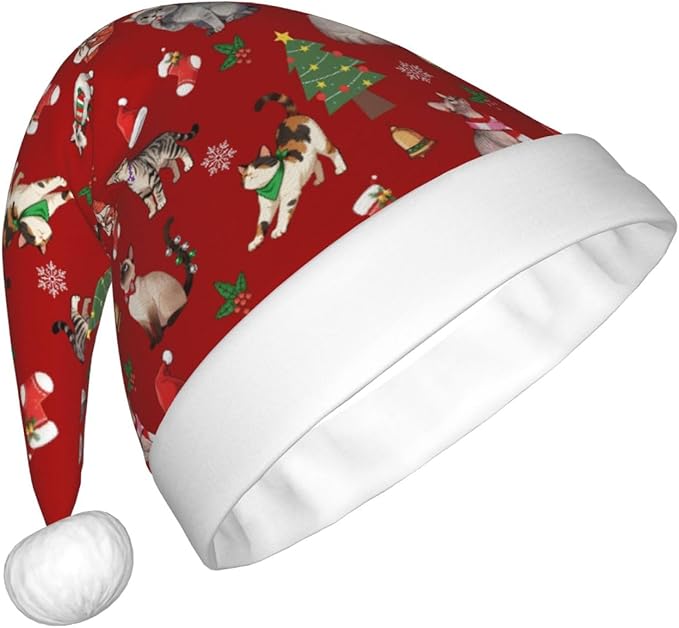 Christmas Santa Hat for Adults,Holiday Unisex Xmas Hat for New Year Party Headwear