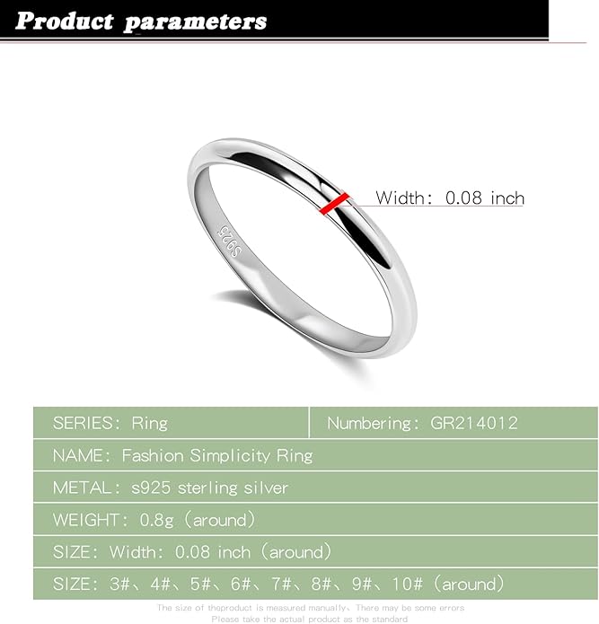 Dankadi Simple Fashion S925 Sterling Silver Ring Smooth Plain Dome Comfort Solid Silver Wedding Ring For Men & Women 3.5 mm 3-13# 24k Real Gold Plated Jewelry