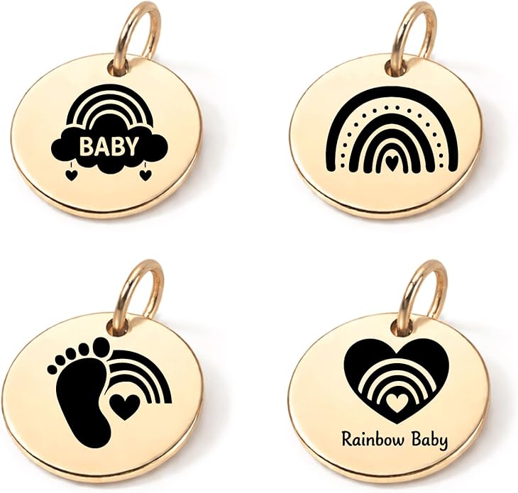 SM Design Pregnancy & New Baby Charm Set – Set of 4 Meaningful Stainless Steel Charms – Great for Crafting, Making Bracelets and Necklaces - Meaningful Keepsake Charms for Expecting & New Moms