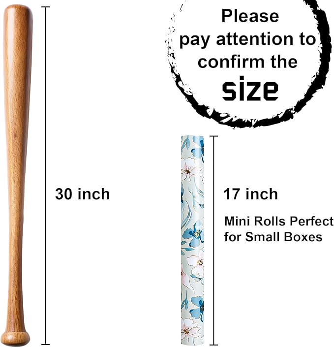 MIMUTI Blue and White Floral Wrapping Paper - 17 in x 33 ft - Gift Wrap with Watercolor Flowers, Branches and Leaves - Perfect for Wedding, Bridal Shower, Mother's Day, Valentine's Day