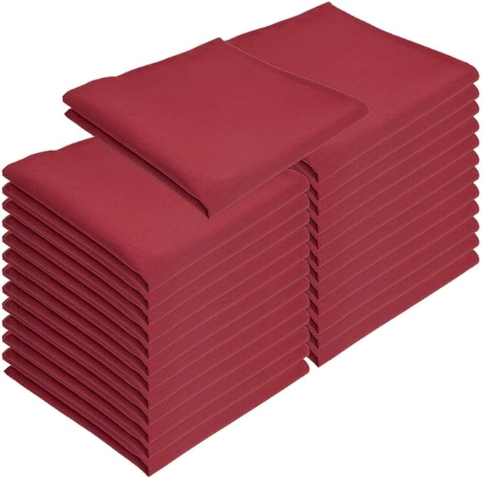 Arkwright Restaurant Cloth Napkins - (Pack of 25) Spun Polyester Dinner Napkin with Hemmed Edges - Ideal for Dinner, Wedding, Party, Banquet, Kitchen, 20 x 20 in, Burgundy