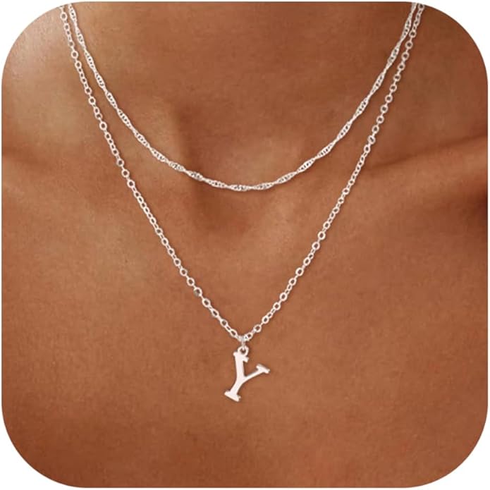 14K Gold Plated Initial Necklaces for Women Dainty Layered Letter Pendant Necklace Cute Choker Necklace Gift Trendy Stuff Personalized Jewelry Stack for Women Her