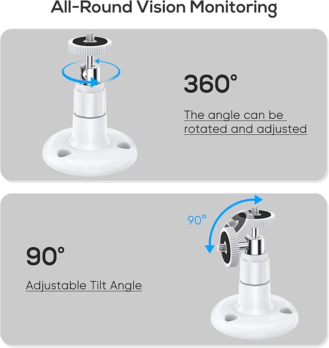 FastSnail Wall Mount Compatible with Wyze Cam Pan V3 & Wyze Cam V4/V3 & Wyze Cam Outdoor/Indoor, 360 Degree Swivel Adjustable Bracket for Wyze Cam and Other Camera with Same Interface 2 Pack