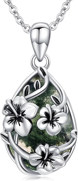 JUSTKIDSTOY Moonstone Necklace 925 Sterling Silver Teardrop Pendant Necklace Jewelry Gifts for Women Girls