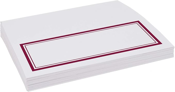 Double Line Border Place Cards, Burgundy (Choose Color), Set of 25, Pre-cut and Scored - Wedding, Party, Dinner, and Special Events - Made in the USA