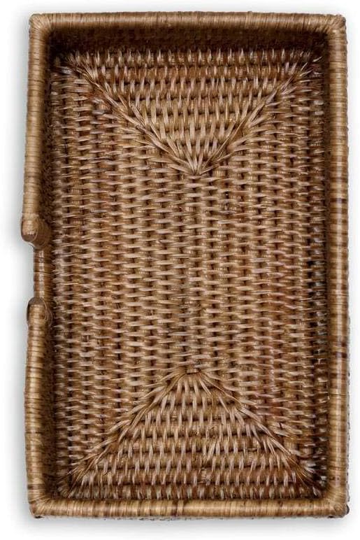 Caspari Rattan Guest Towel Napkin Holder in Dark Natural Brown, 1 Each