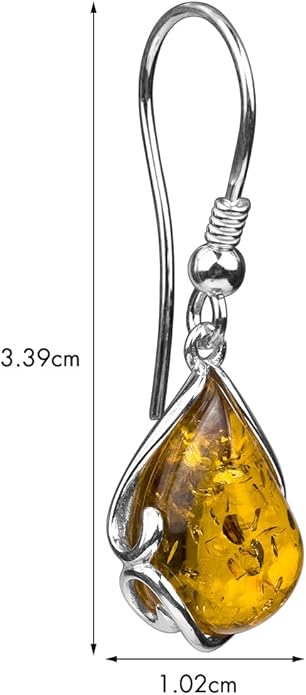 Ian and Valeri Co. Amber Sterling Silver Classic Earrings Pendant Necklace Set Chain18 Inches
