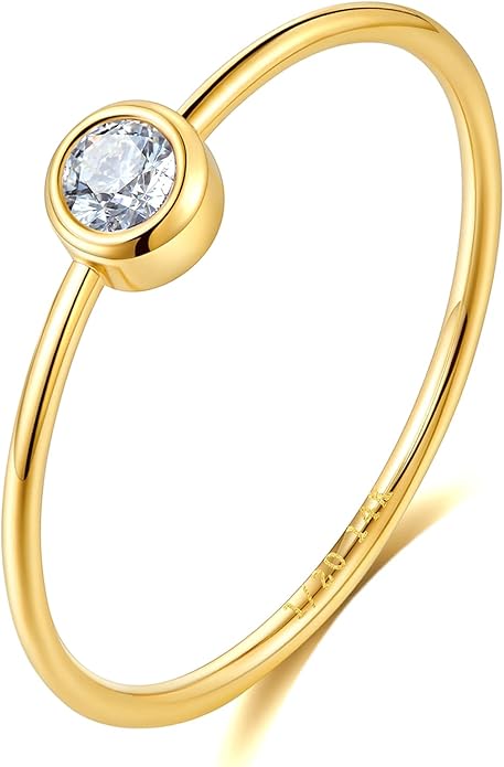 NOKMIT 1mm 14K Gold Filled Rings for Women Girls Thin Gold Ring Dainty Cute Stacking Stackable Thumb Pinky Band Non Tarnish Comfort Fit Size 4 to 11 1PC/2PCS/3PCS