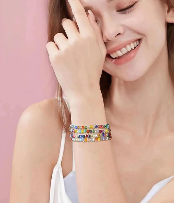 Noessla Beaded Boho Stretch Bracelet Colorful Stackable Crystal Beads Bracelets Trendy Costume Jewelry Mothers Day Gifts for Women
