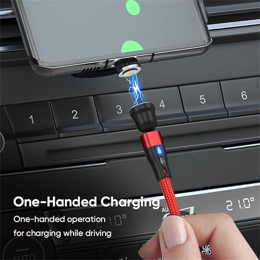 Magnetic Charging Cable (4 Pack, 3+3+6+6ft) 7Pin PD 60W USB C to USB Type C/Micro USB Fast Charging 540 Rotation Magnet Charger Cable Magnetic Phone Charger Data Cable for Smartphone Tablet Laptop