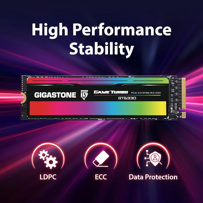 Gigastone M.2 SSD 1TB PCIe 3.0 NVMe SSD 3,400MB/s Internal Gaming Solid State Hard Drives Upgrade PC Laptop Storage High Speed Response for Gamers Graphic Design Creators IT Pros PCIe Gen3x4